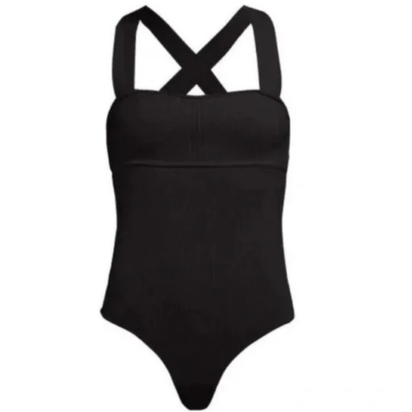KHAITE Tops - KHAITE - ALEXA Ribbed Knit Bodysuit - Criss Cross Back